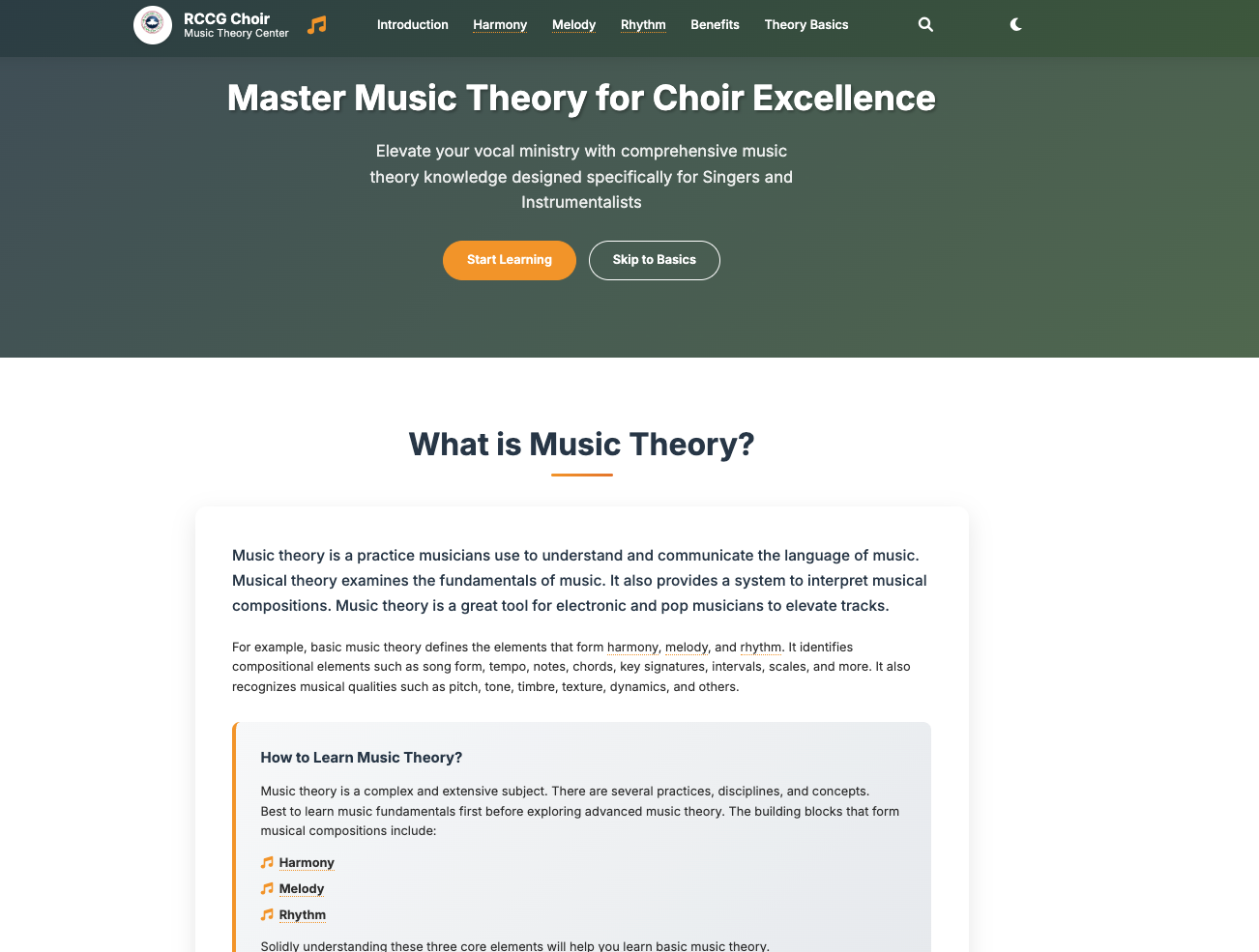 RCCG Choir Music Theory Learning Center